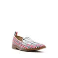 Thom Browne houndstooth-pattern penny-slot loafers - Blue