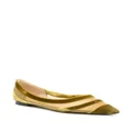 Jimmy Choo velvet mesh-panelled ballerina shoes - Gold