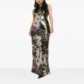 Dolce & Gabbana floral-print sequinned gown - Black