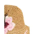 ETRO floral-embroidered raffia bucket hat - Neutrals