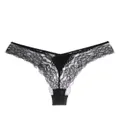 Versace high-cut lace-panelled thongs - Black