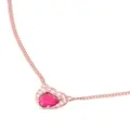 Dodo 9kt rose gold Precious Heart diamond and ruby necklace - Pink