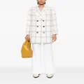 Kiton check-pattern cashmere double-breasted coat - White