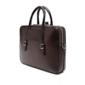 Santoni embossed-logo leather briefcase - Brown