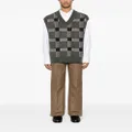 Fred Perry Glitch tartan-jacquard knitted vest - Green