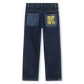 Kenzo Kids logo-embroidered denim jeans - Blue