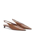 Jil Sander pointed-toe leather slingback pumps - Brown
