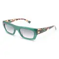 MISSONI EYEWEAR tortoiseshell-arms square-frame sunglasses - Green