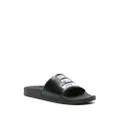 Moschino slogan-embossed strap slides - Black