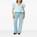Nina Ricci puff-sleeve cotton blouse - Blue