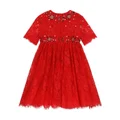 Dolce & Gabbana Kids gemstone-embellished lace dress - Red