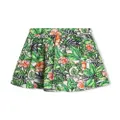 Kenzo Kids floral-print cotton skirt - Green
