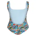 ETRO Bouquet-print open-back swimsuit - Blue