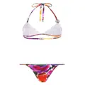 Dolce & Gabbana floral-print triangle bikini set - Purple