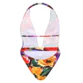 Dolce & Gabbana floral-print belted swimsuit - Red