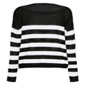 Balmain striped boat-neck jumper - Black