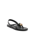 Balmain embossed-button leather sandals - Black