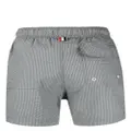 Thom Browne striped seersucker-texture swim shorts - Grey