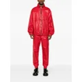 Moschino logo-plaque leather bomber jacket - Red