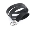 Giorgio Armani wavy-embossed leather belt - Black