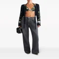 ETRO floral-embroidered crochet-knit cardigan - Black