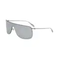 Alexander McQueen Eyewear skull-appliqué shield-frame sunglasses - Silver