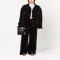 Miu Miu logo-embroidered velvet denim jacket - Black