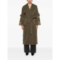 Blumarine panelled belted cotton trench coat - Green