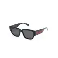Alexander McQueen Grafitti-print rectangle-shape sunglasses - Black