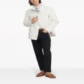 Brunello Cucinelli stand-up collar linen-blend coat - White