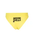 Moschino logo-appliqué mesh thong - Yellow