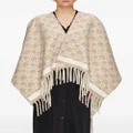 Ferragamo patterned-jacquard wool poncho - Neutrals