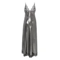 Carine Gilson lace-trim lurex slip dress - Silver