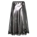 Carine Gilson lace-trim lurex maxi skirt - Silver