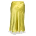Carine Gilson lace-trim silk skirt - Yellow