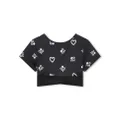 HUGO KIDS monogram-print short-sleeve bra - Black