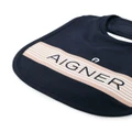 Aigner Kids logo-stripe print bib - Blue