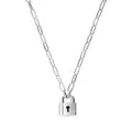 Dodo padlock-pendant cable-link chain necklace - Silver