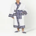 Dolce & Gabbana Majolica-print trim bathrobe - White