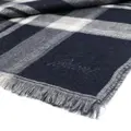 Brioni check-print cashmere-silk scarf - Blue