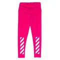 Off-White Kids Diag-Stripe mid-rise leggings - Pink