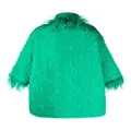 Elie Saab quilted feather-trim coat - Green