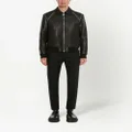 Alexander McQueen punch-holes zip-up leather jacket - Black