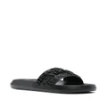 Versace logo-strap flat slides - Black