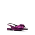 Roberto Cavalli knot-detail satin slingback ballerinas - Purple