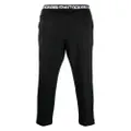 Roberto Cavalli logo-waist tapered trousers - Black