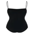 Jil Sander logo-embroidered open-back swimsuit - Black