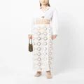 Elie Saab lace crochet midi skirt - White