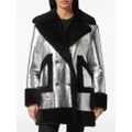 Philipp Plein double-breasted shearling leather coat - Silver