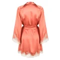 Carine Gilson Calais-Caudry lace-trim silk robe - Pink